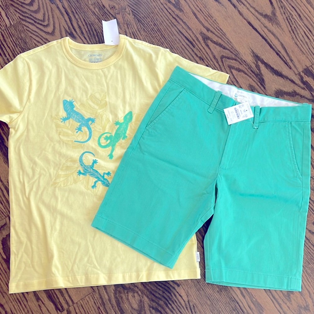 J. Crew Yellow and Green Kids Short Sleeve Tee